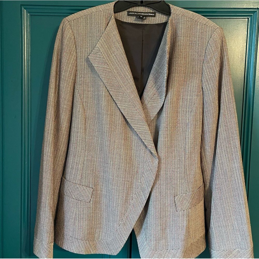 Linda Allard Ellen Tracy blazer jacket chevron sz 10 wool blend